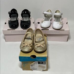 Used Black, White and Gold Kids Dress Shoes Bundle